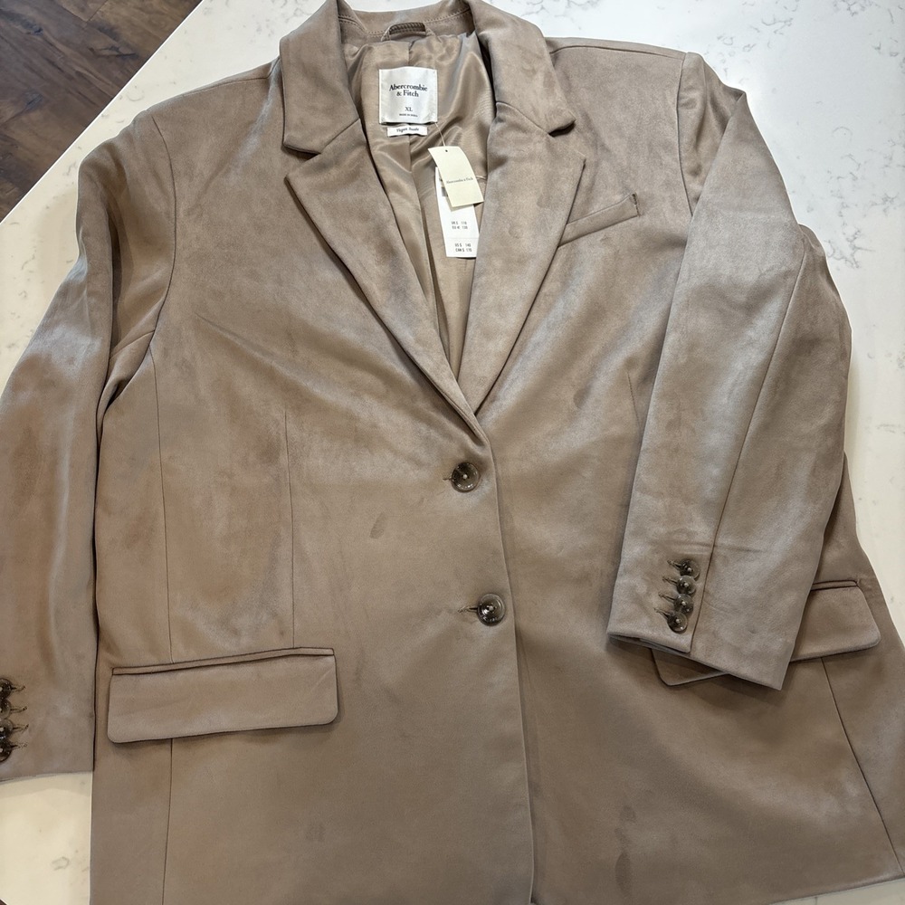 Abercrombie & Fitch Vegan Suede Blazer Sportcoat Two Button‎ Mens XL Preppy New